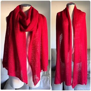 Lauren Ralph Lauren Women's Scarf Wrap Gauzy Knit Mohair Blend Classic Soft Red